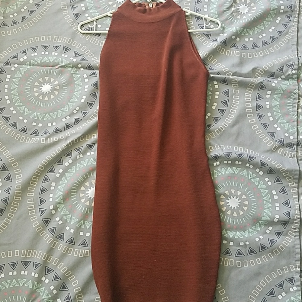 Brown body con fitting dress